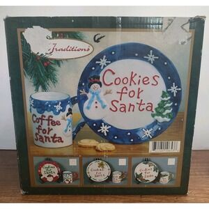 Traditions Cookies for Santa Plate and Coffee for Santa Mug Snowman Design D4